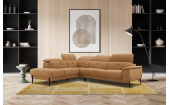 Canapé d'angle gauche avec appuis-tête réglables 5 places AVENA