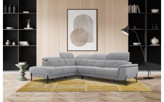 Canapé d'angle gauche avec appuis-tête réglables 5 places AVENA