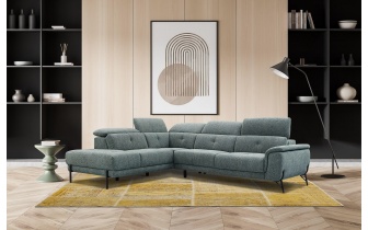 Canapé d'angle gauche avec appuis-tête réglables 5 places AVENA