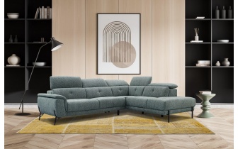 Canapé d'angle droit avec appuis-tête réglables 5 places AVENA