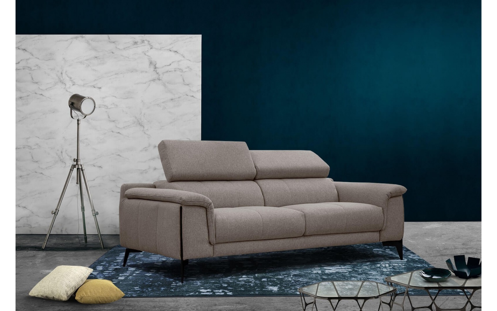 Canapé droit XXL 3 places avec appuis-tête réglables MATERA