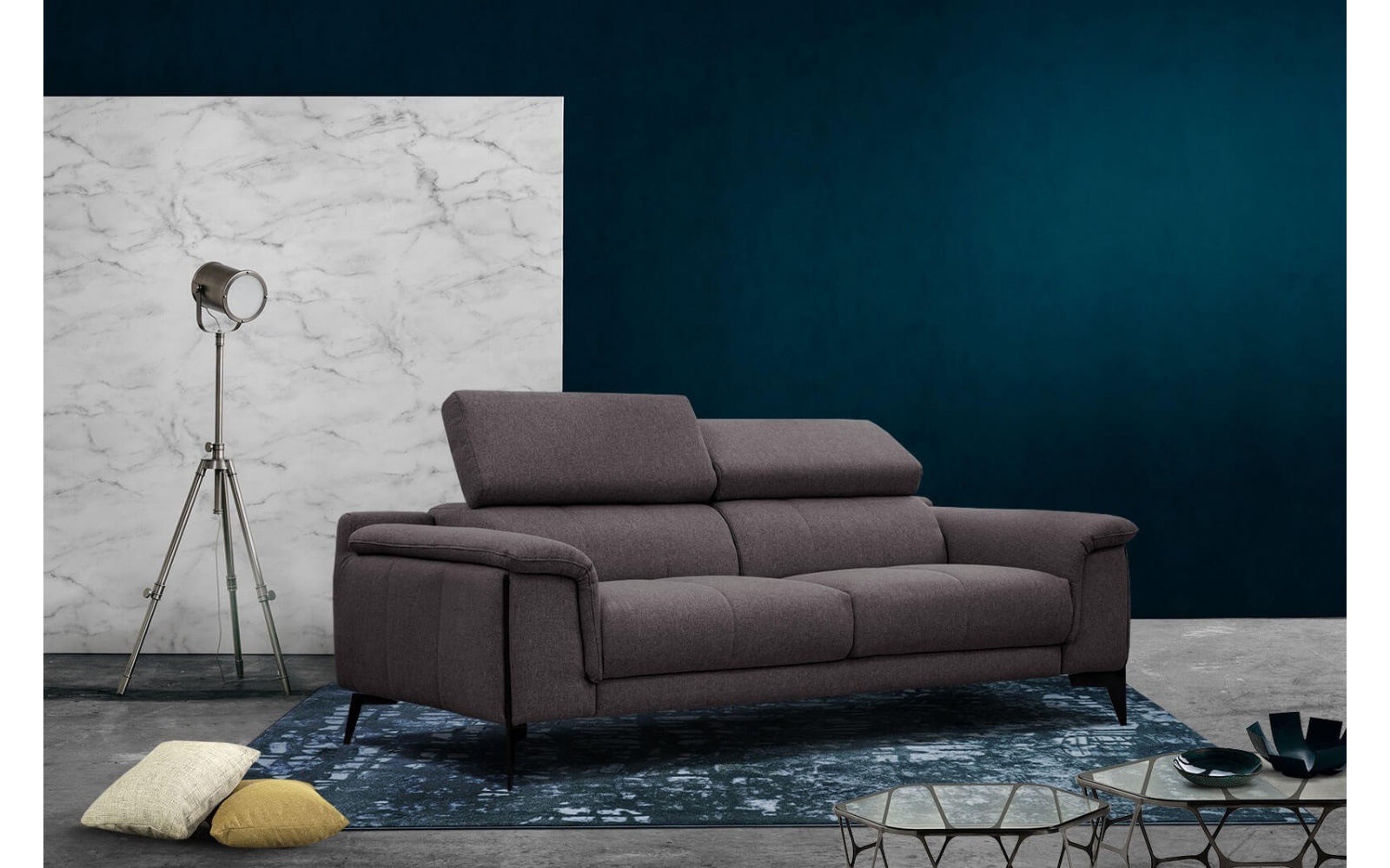 Canapé droit XXL 3 places avec appuis-tête réglables MATERA