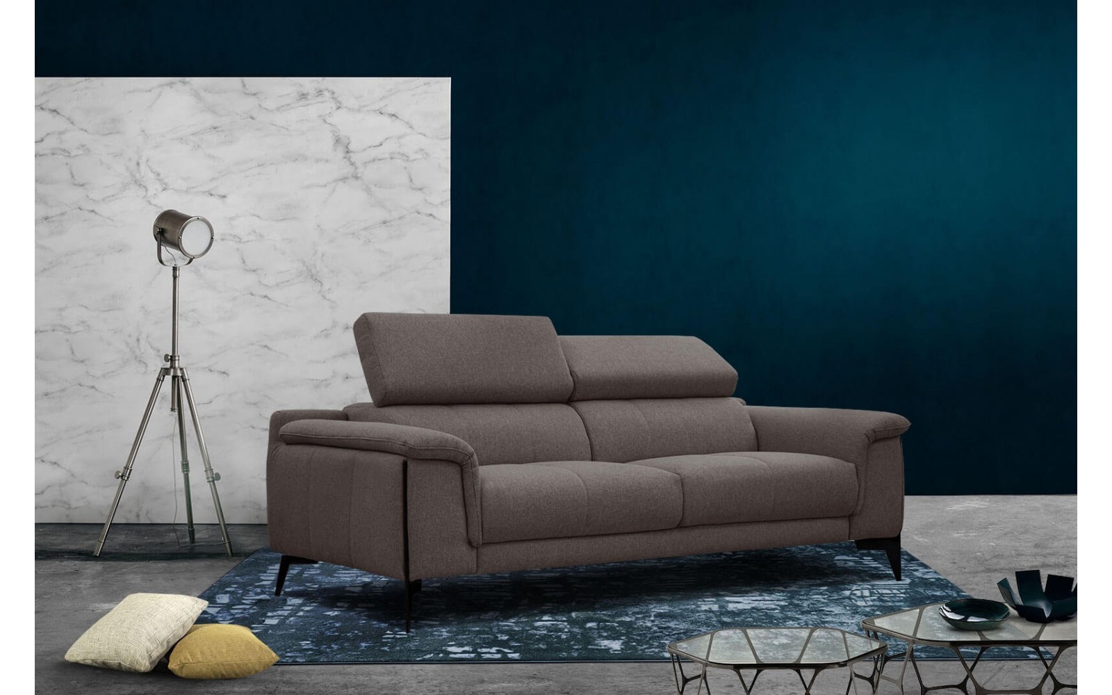 Canapé droit XXL 3 places avec appuis-tête réglables MATERA