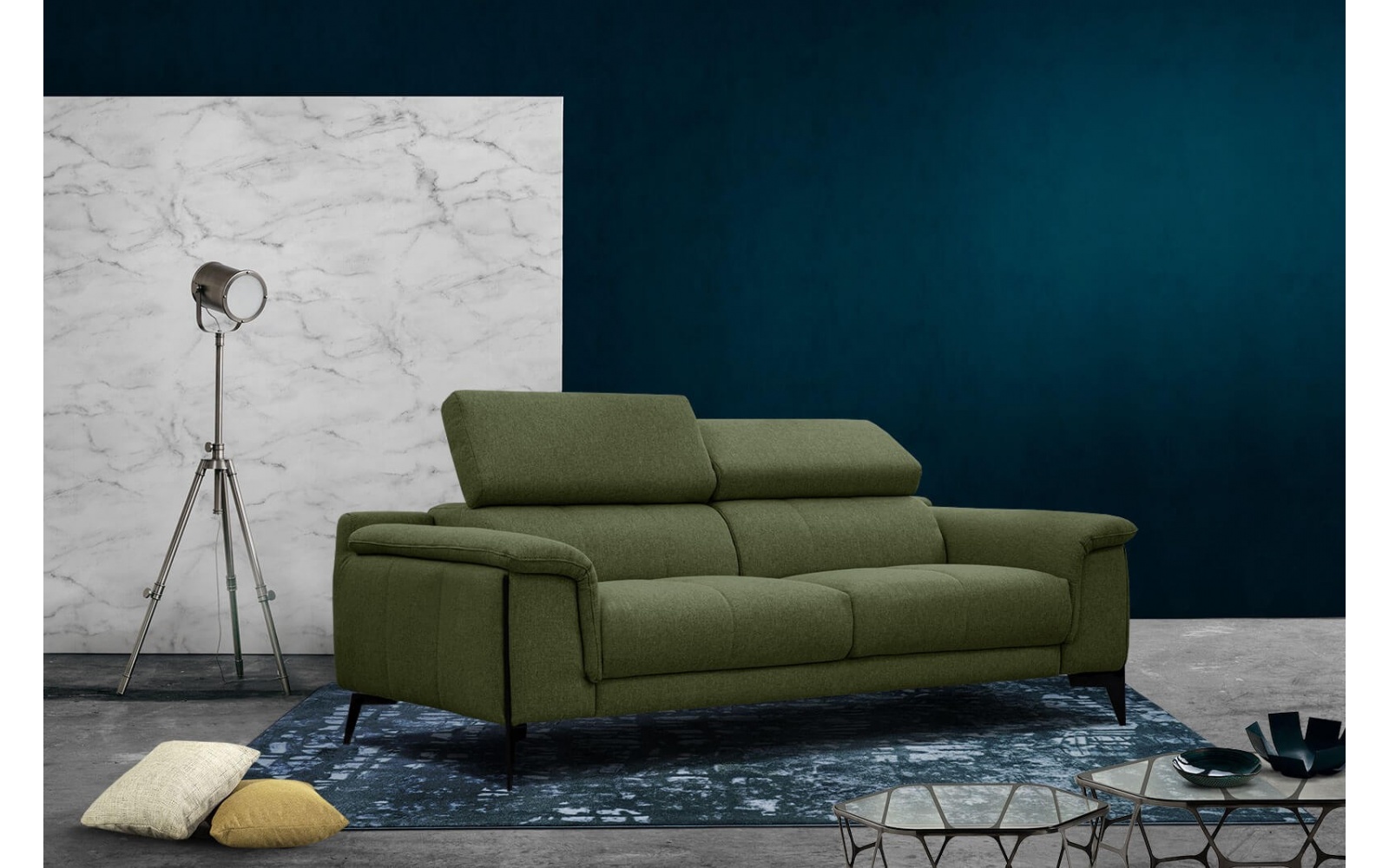 Canapé droit XXL 3 places avec appuis-tête réglables MATERA