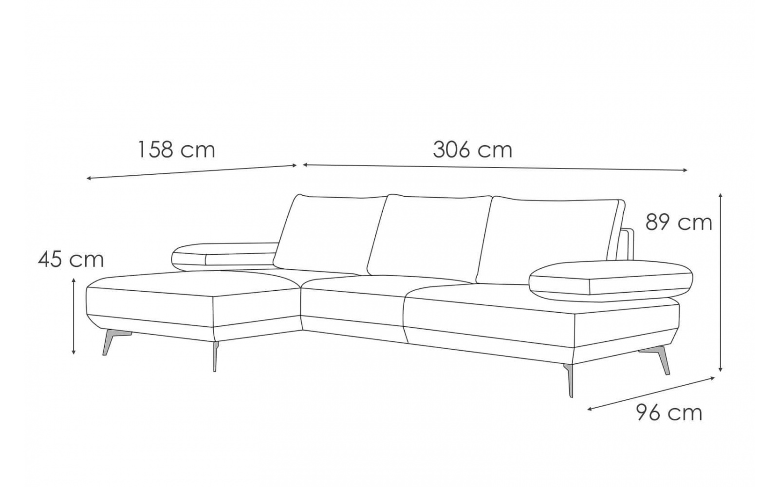 Canapé d'angle gauche 4 places MELLO