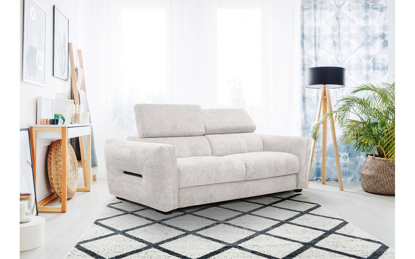 Canapé droit XXL 3 places avec appuis-tête réglables CALVERA