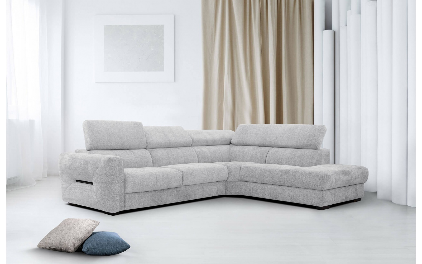 Canapé d'angle droit avec appuis-tête réglables 5 places CALVERA