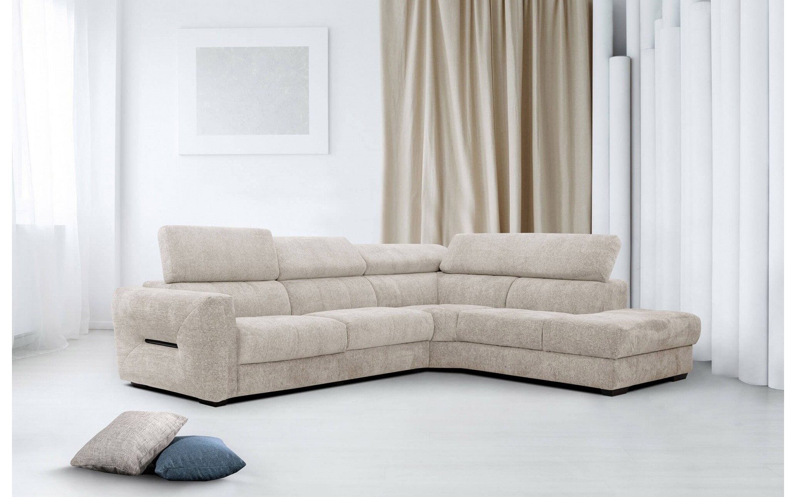 Canapé d'angle droit avec appuis-tête réglables 5 places CALVERA