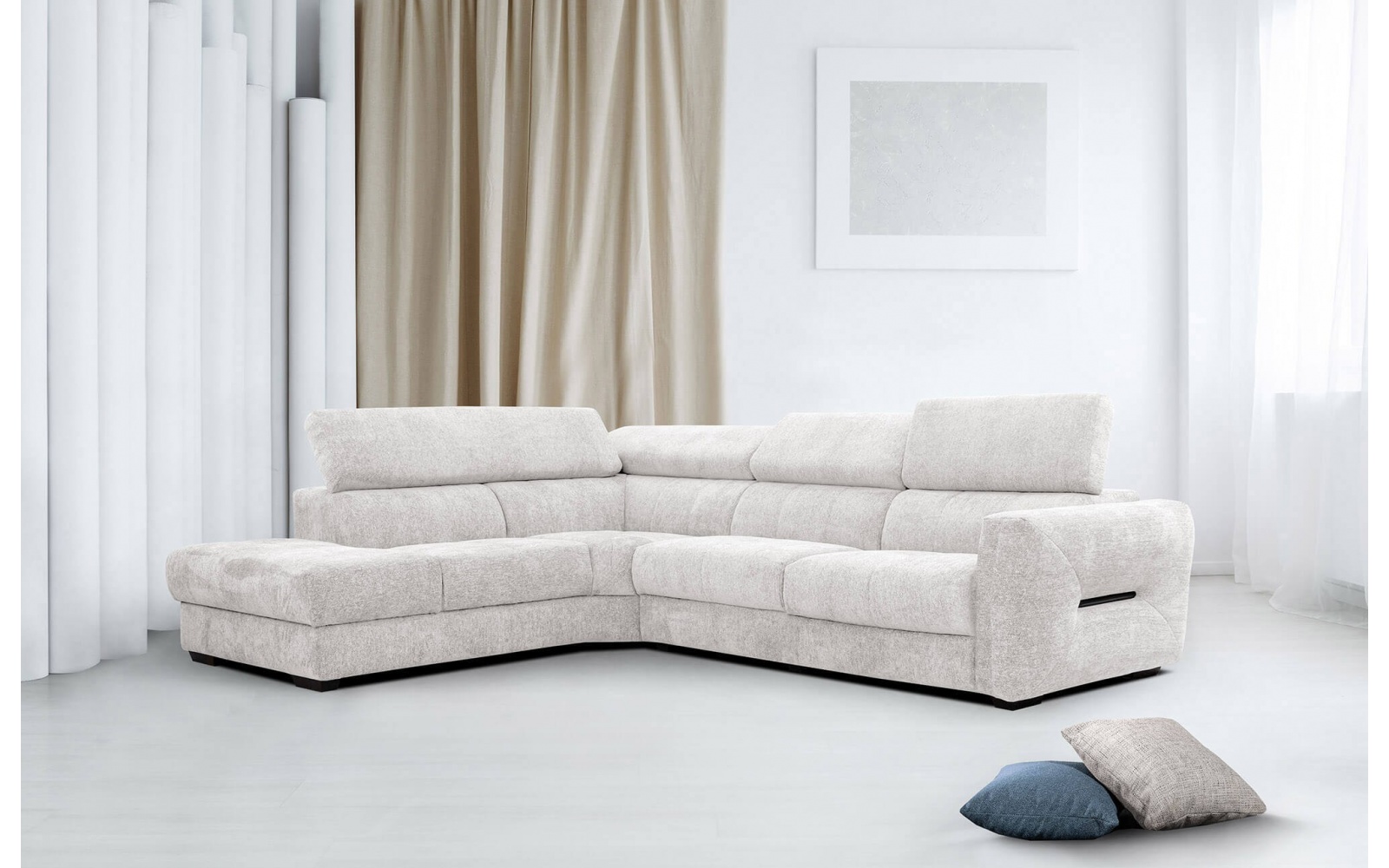 Canapé d'angle gauche avec appuis-tête réglables 5 places CALVERA