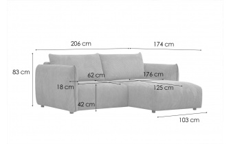 Canapé d'angle droit 3 places TAUER