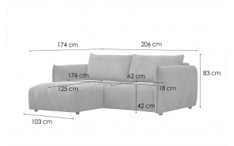 Canapé d'angle gauche 3 places TAUER