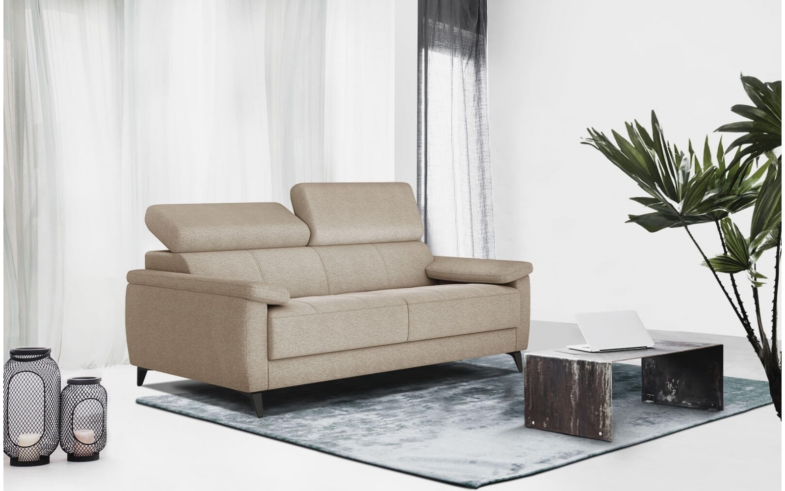 Canapé droit 3 places avec appuis-tête réglables TAUNUS