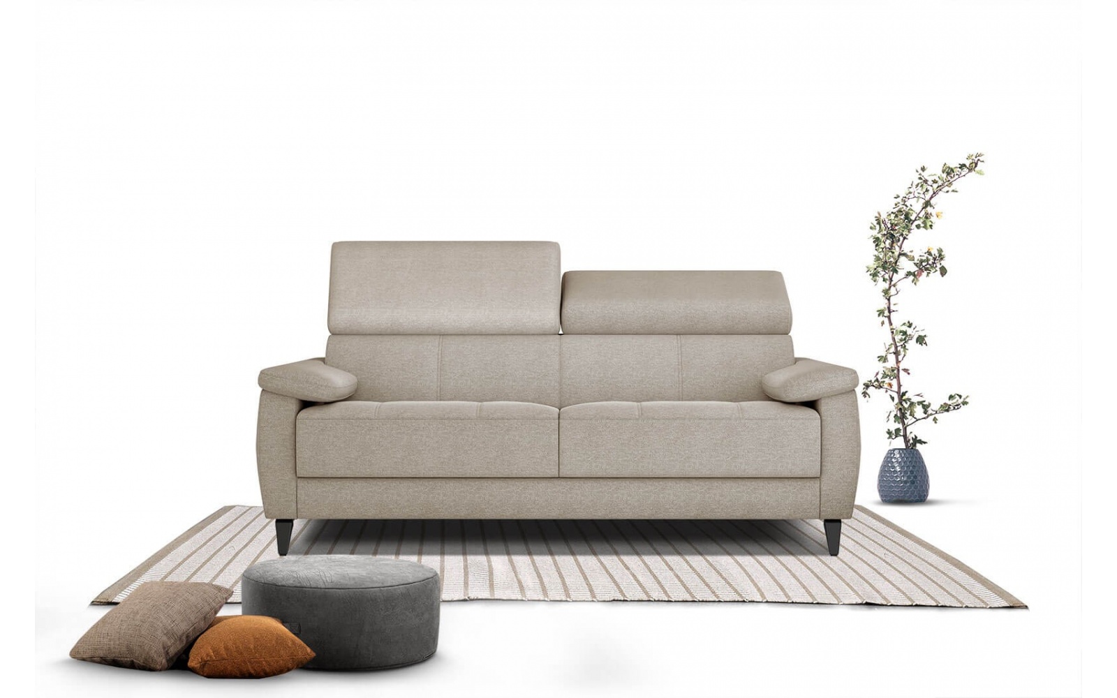 Canapé droit 3 places avec appuis-tête réglables TAUNUS