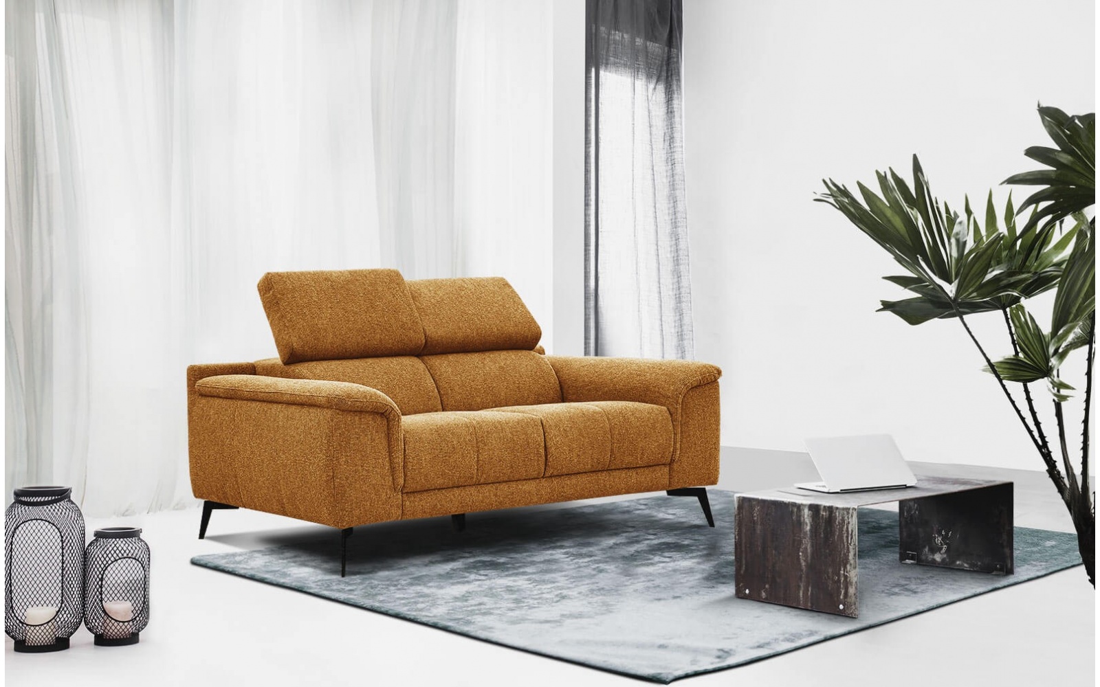 Canapé droit 2 places avec appuie-têtes réglables FIERO