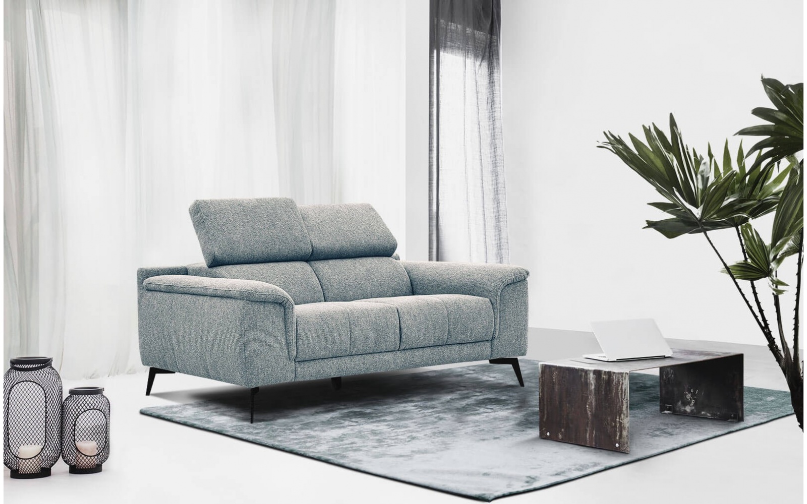 Canapé droit 2 places avec appuie-têtes réglables FIERO