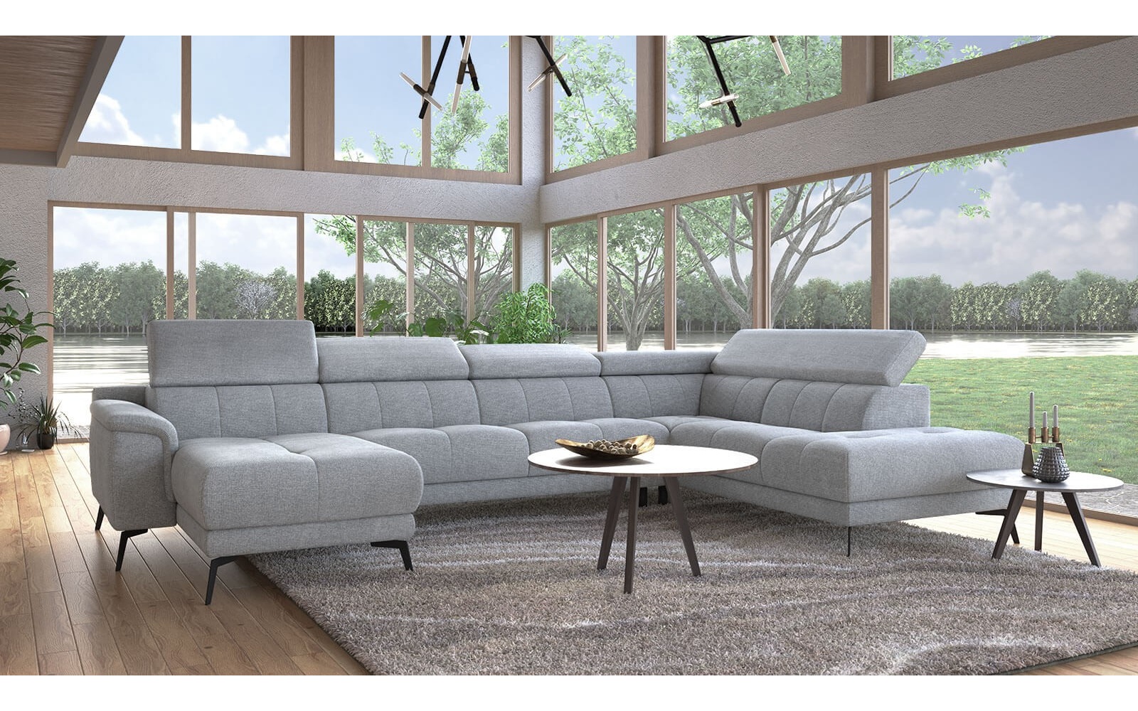 Canapé panoramique droit avec appuis-tête réglables FIERO