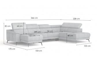 Canapé panoramique droit avec appuis-tête réglables FIERO