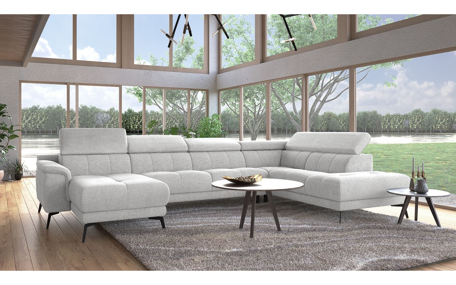 Canapé panoramique droit avec appuis-tête réglables FIERO