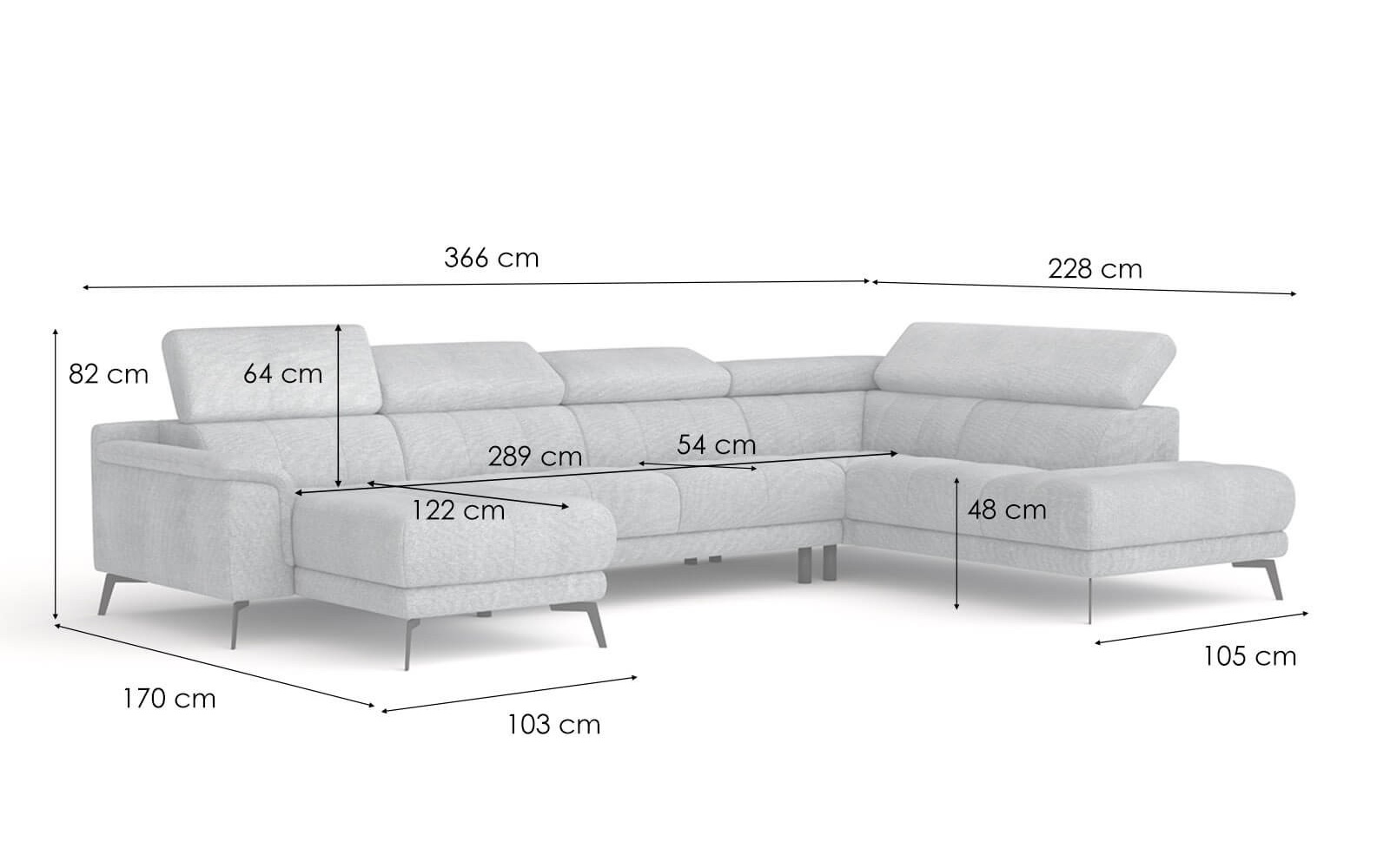 Canapé panoramique droit avec appuis-tête réglables FIERO