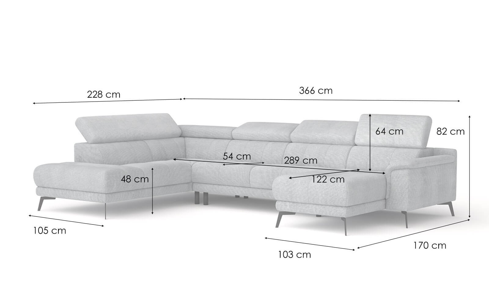 Canapé panoramique gauche avec appuis-tête réglables FIERO
