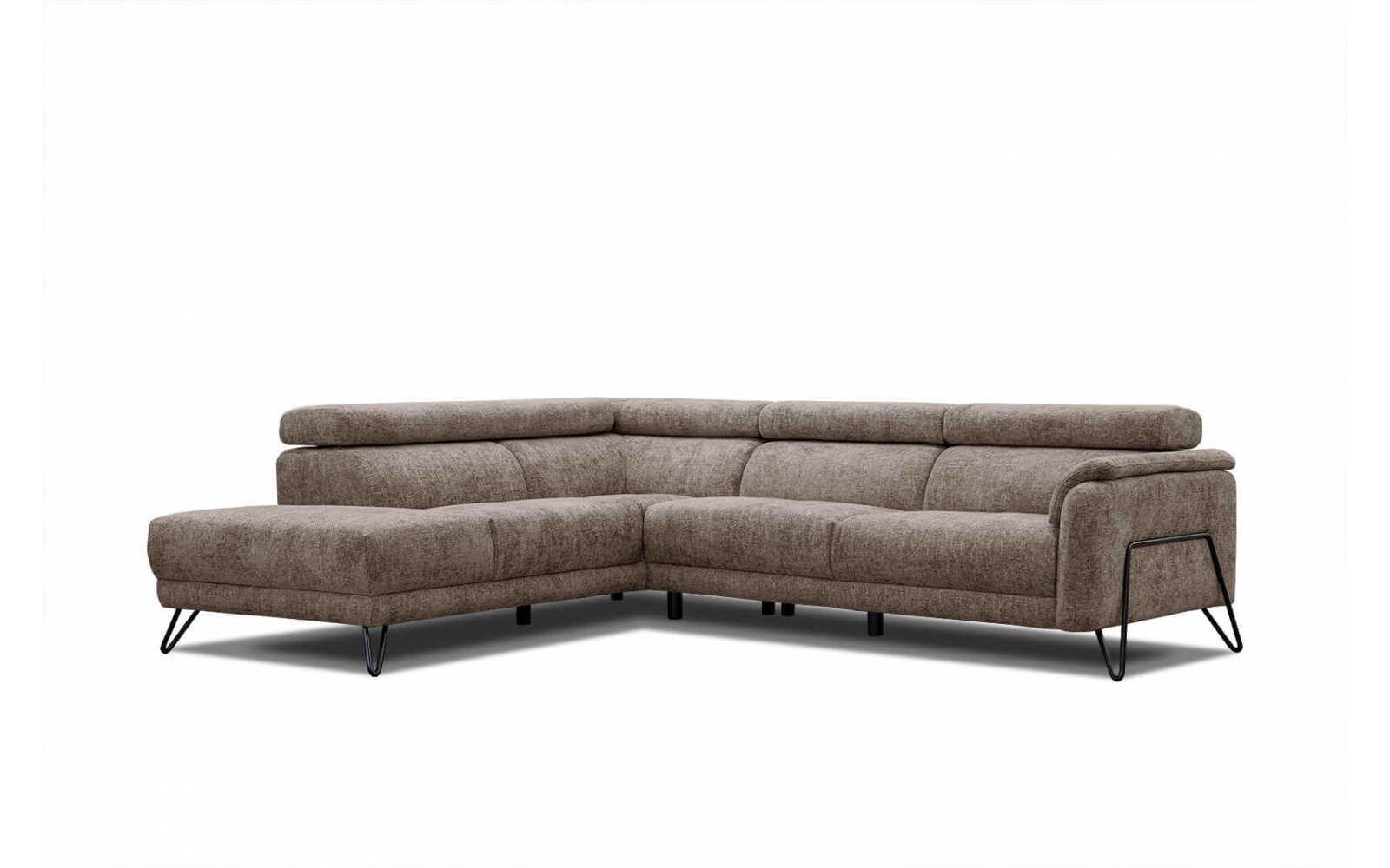 Canapé d'angle gauche avec appuis-tête réglables 5 places RODEN