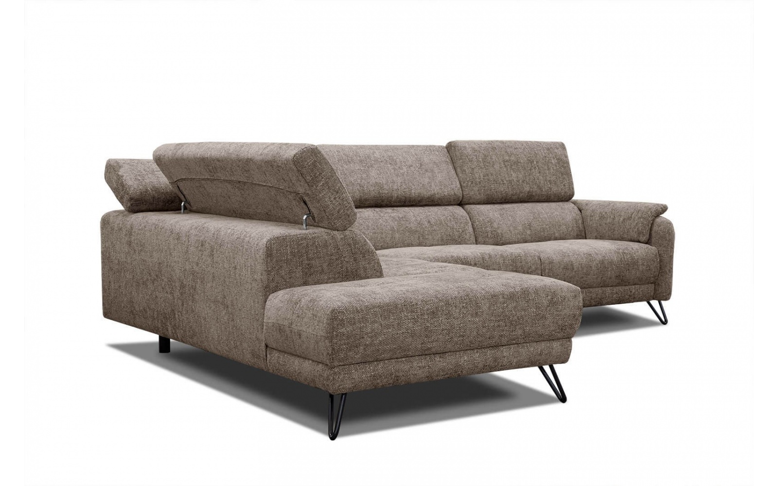 Canapé d'angle gauche avec appuis-tête réglables 5 places RODEN