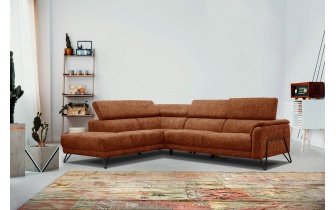 Canapé d'angle gauche avec appuis-tête réglables 5 places RODEN