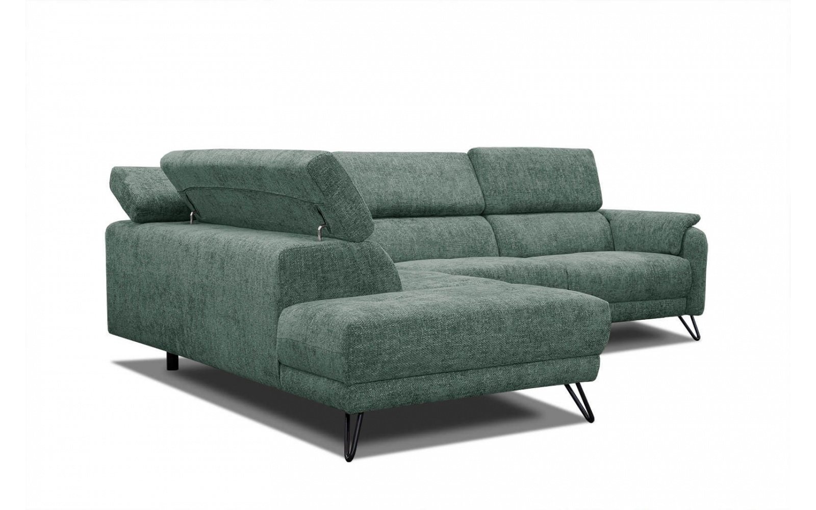 Canapé d'angle gauche avec appuis-tête réglables 5 places RODEN