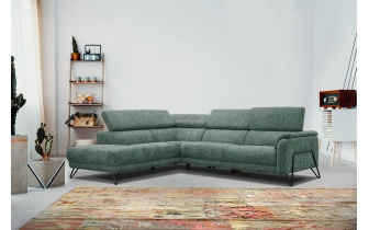 Canapé d'angle gauche avec appuis-tête réglables 5 places RODEN