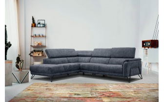 Canapé d'angle gauche avec appuis-tête réglables 5 places RODEN