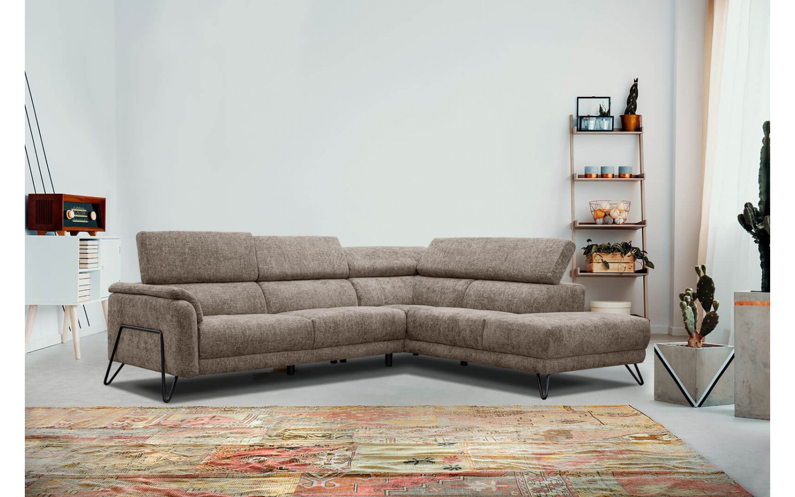 Canapé d'angle droit avec appuis-tête réglables 5 places RODEN