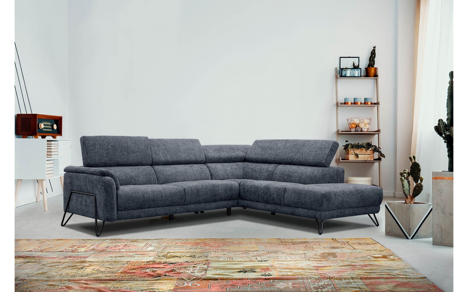 Canapé d'angle droit avec appuis-tête réglables 5 places RODEN