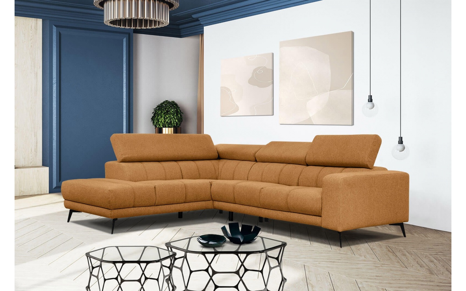 Canapé d'angle gauche avec appuis-tête réglables 5 places MORELLO