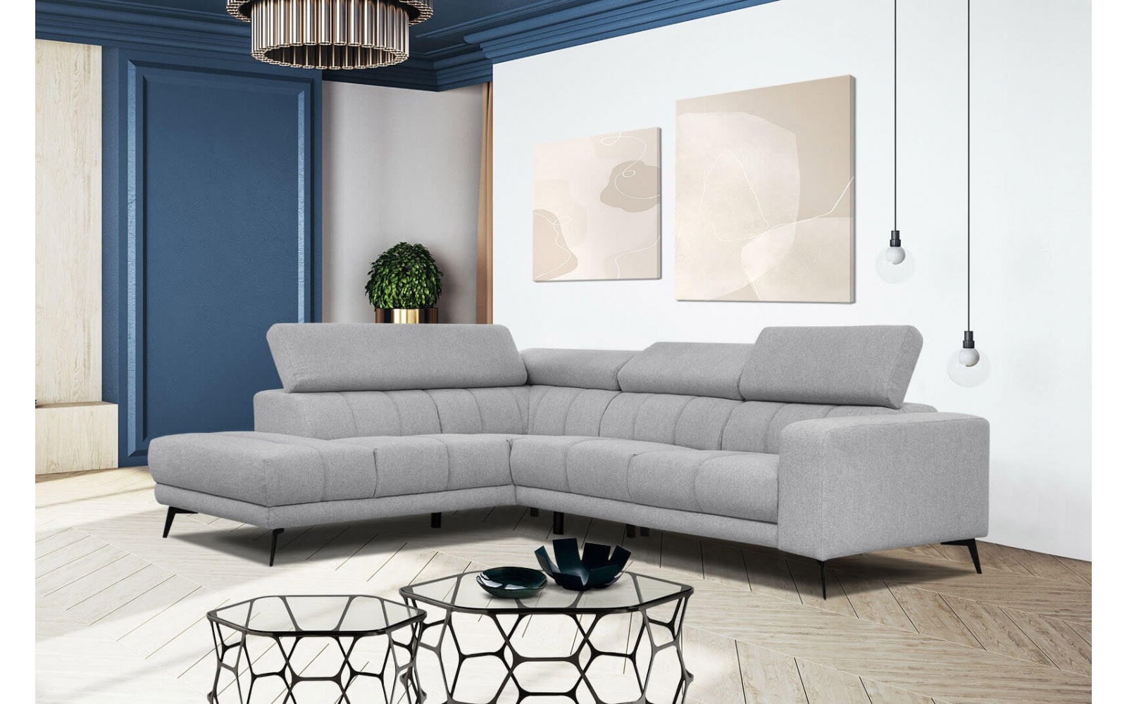 Canapé d'angle gauche avec appuis-tête réglables 5 places MORELLO