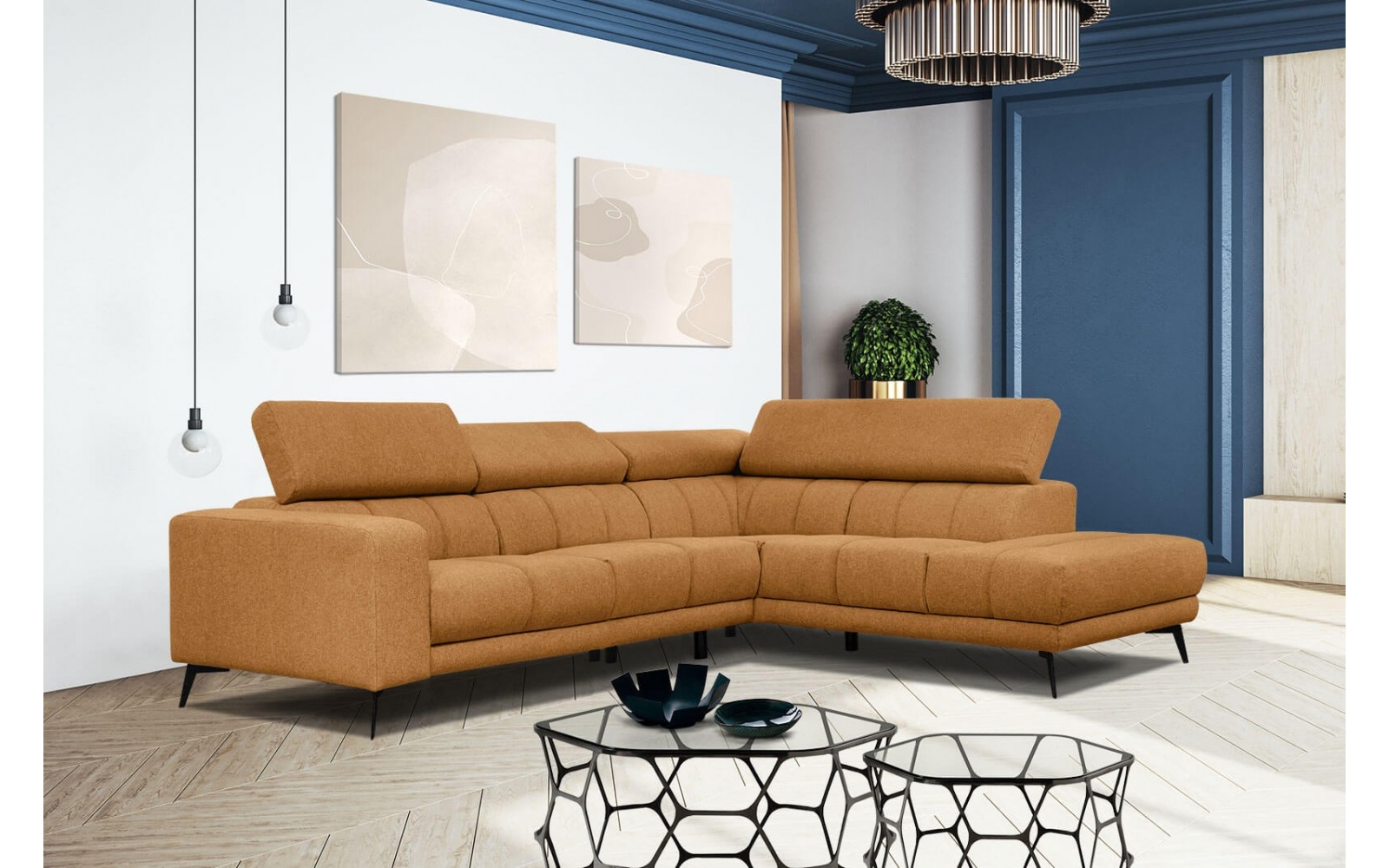 Canapé d'angle droit avec appuis-tête réglables 5 places MORELLO