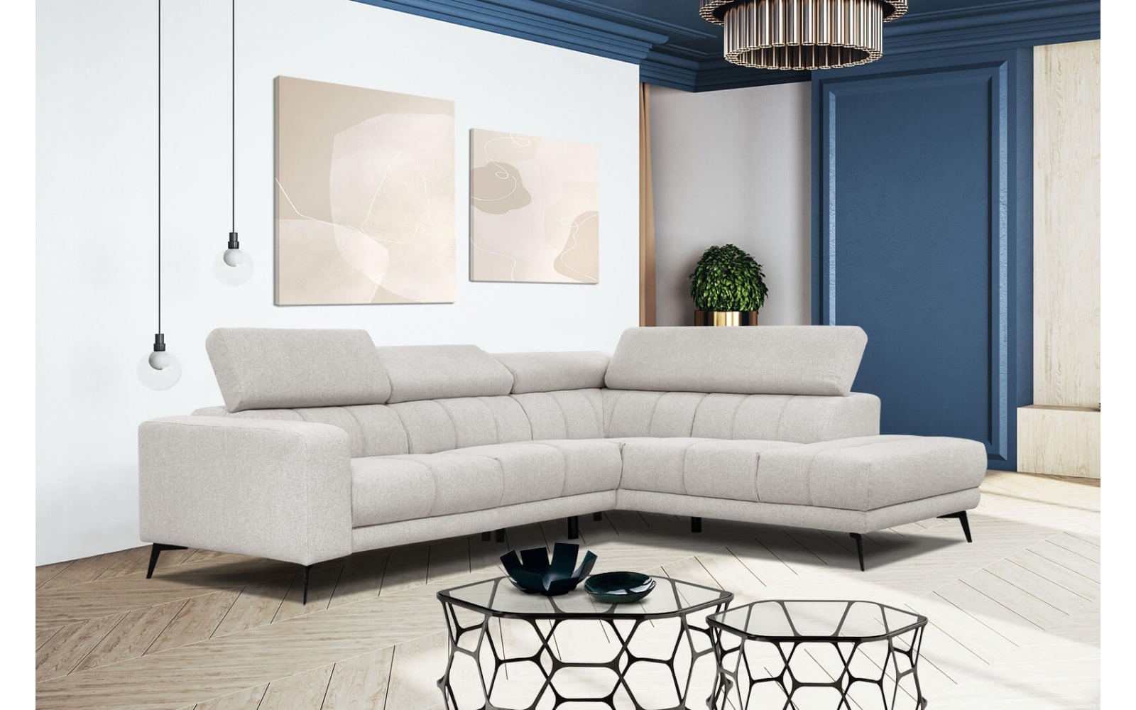 Canapé d'angle droit avec appuis-tête réglables 5 places MORELLO