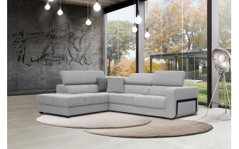 Canapé d'angle gauche avec appuis-tête réglables 5 places BERGO