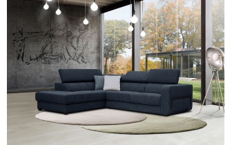 Canapé d'angle gauche avec appuis-tête réglables 5 places BERGO