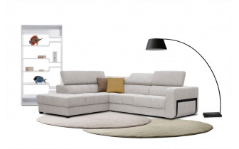 Canapé d'angle gauche avec appuis-tête réglables 5 places BERGO