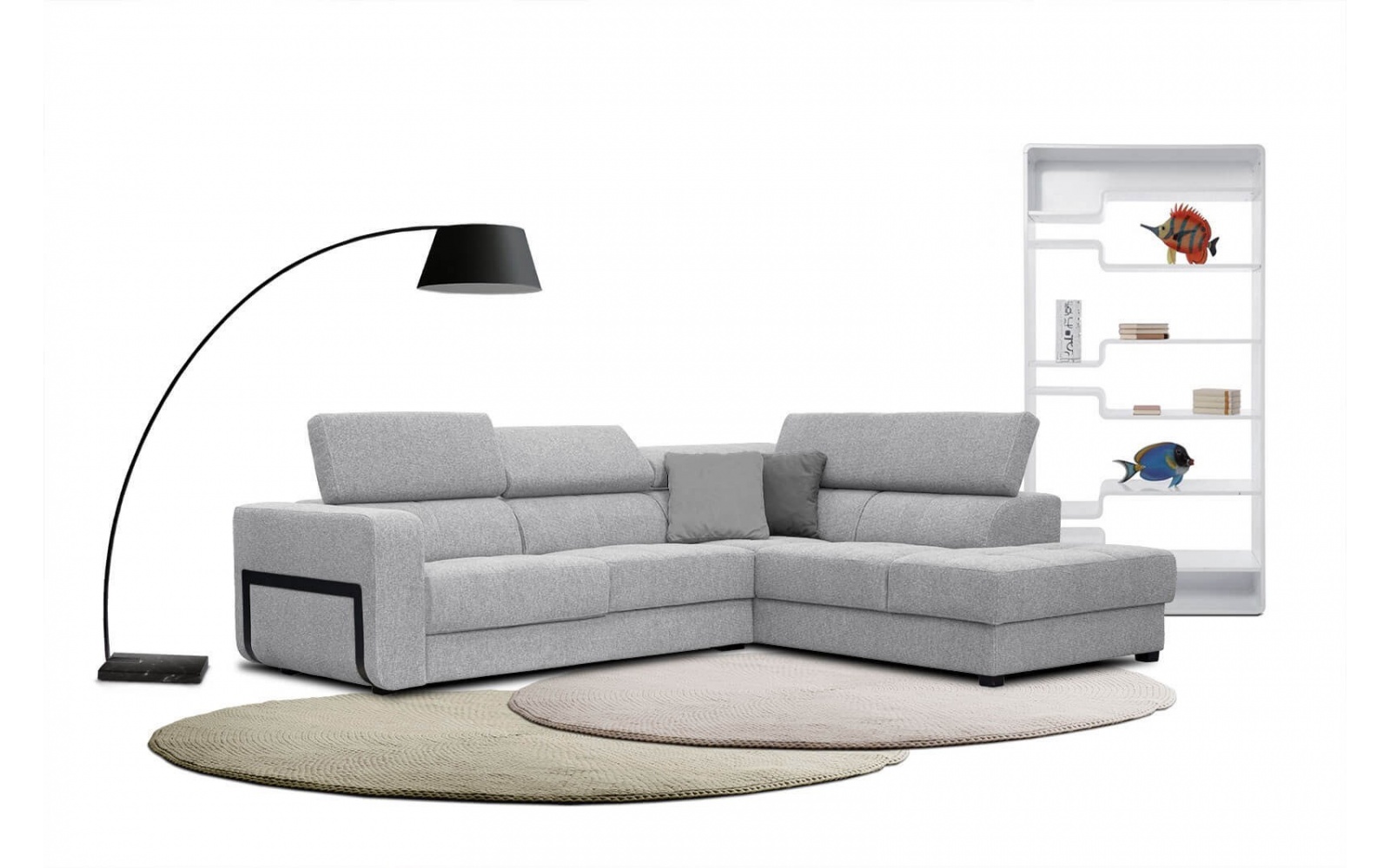 Canapé d'angle droit avec appuis-tête réglables 5 places BERGO