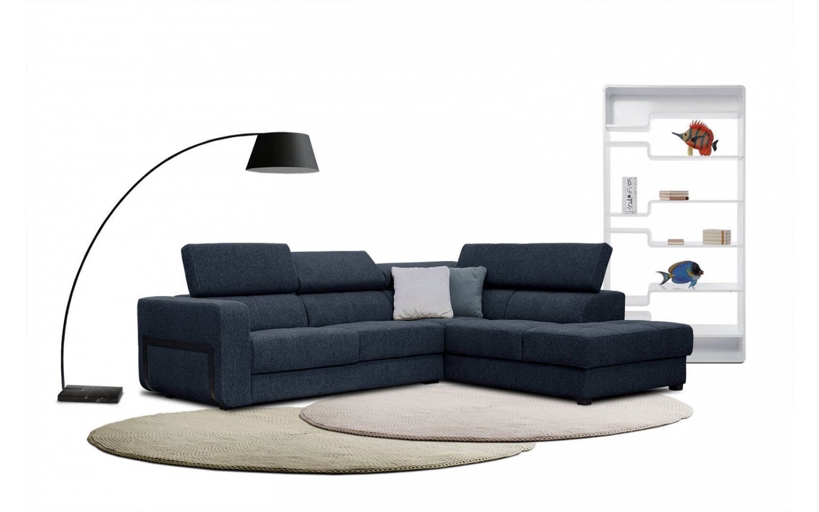 Canapé d'angle droit avec appuis-tête réglables 5 places BERGO