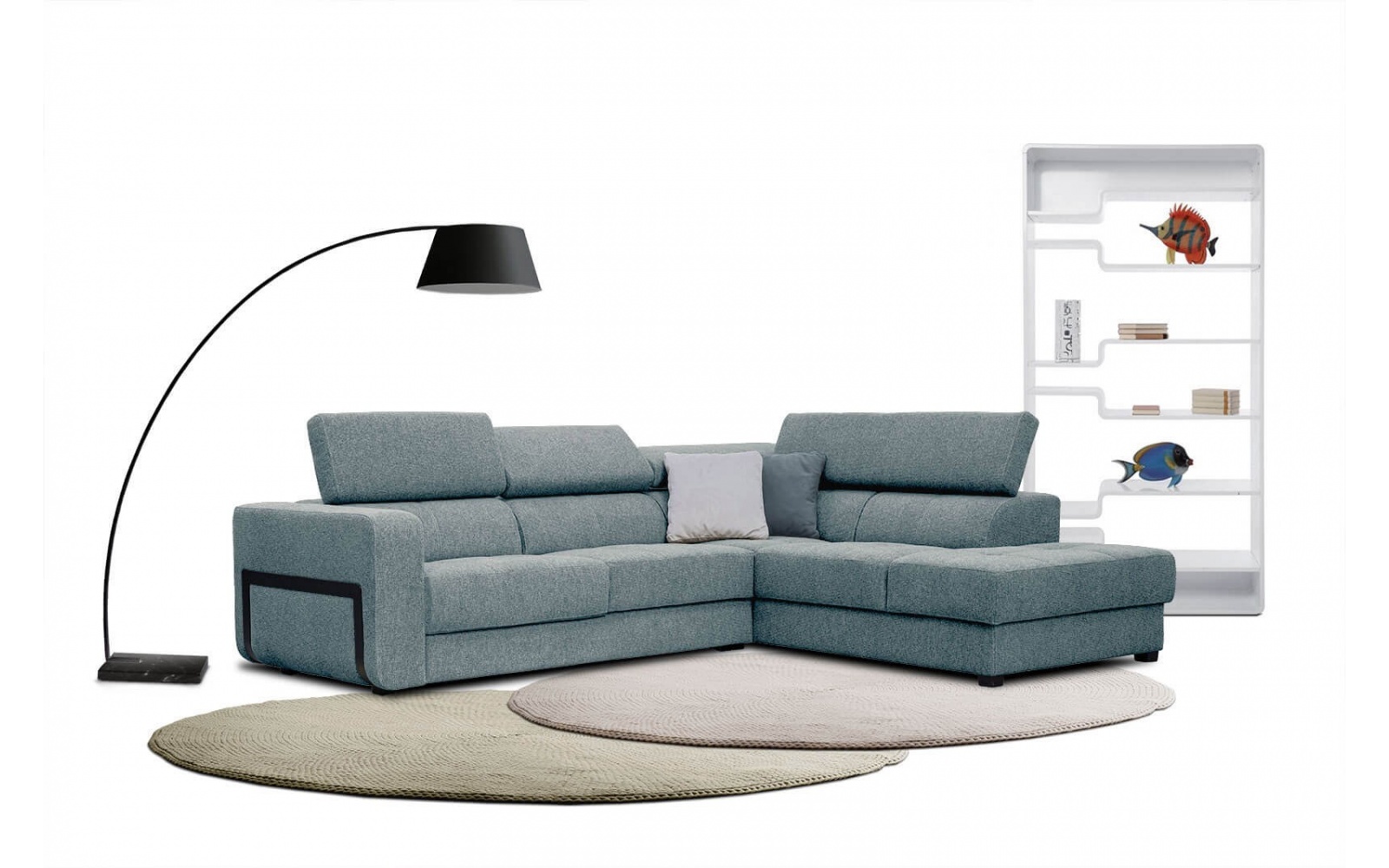 Canapé d'angle droit avec appuis-tête réglables 5 places BERGO