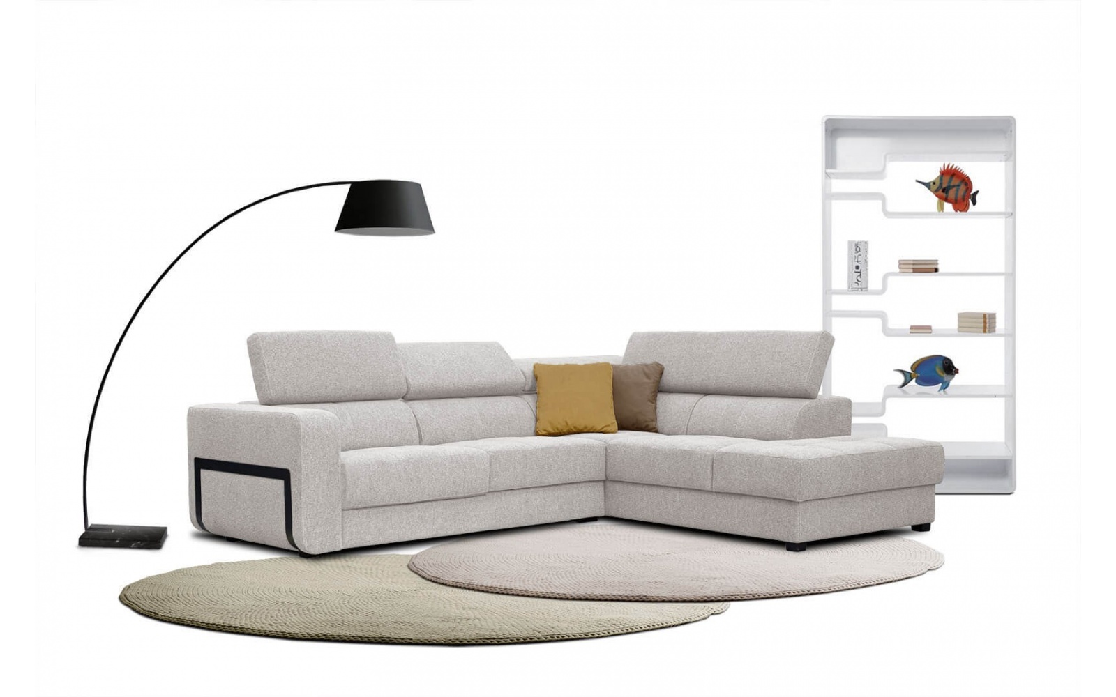 Canapé d'angle droit avec appuis-tête réglables 5 places BERGO