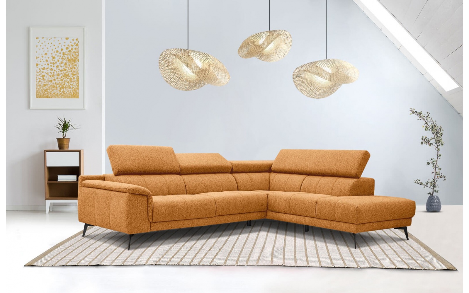 Canapé d'angle droit avec appuis-tête réglables 5 places FIERO