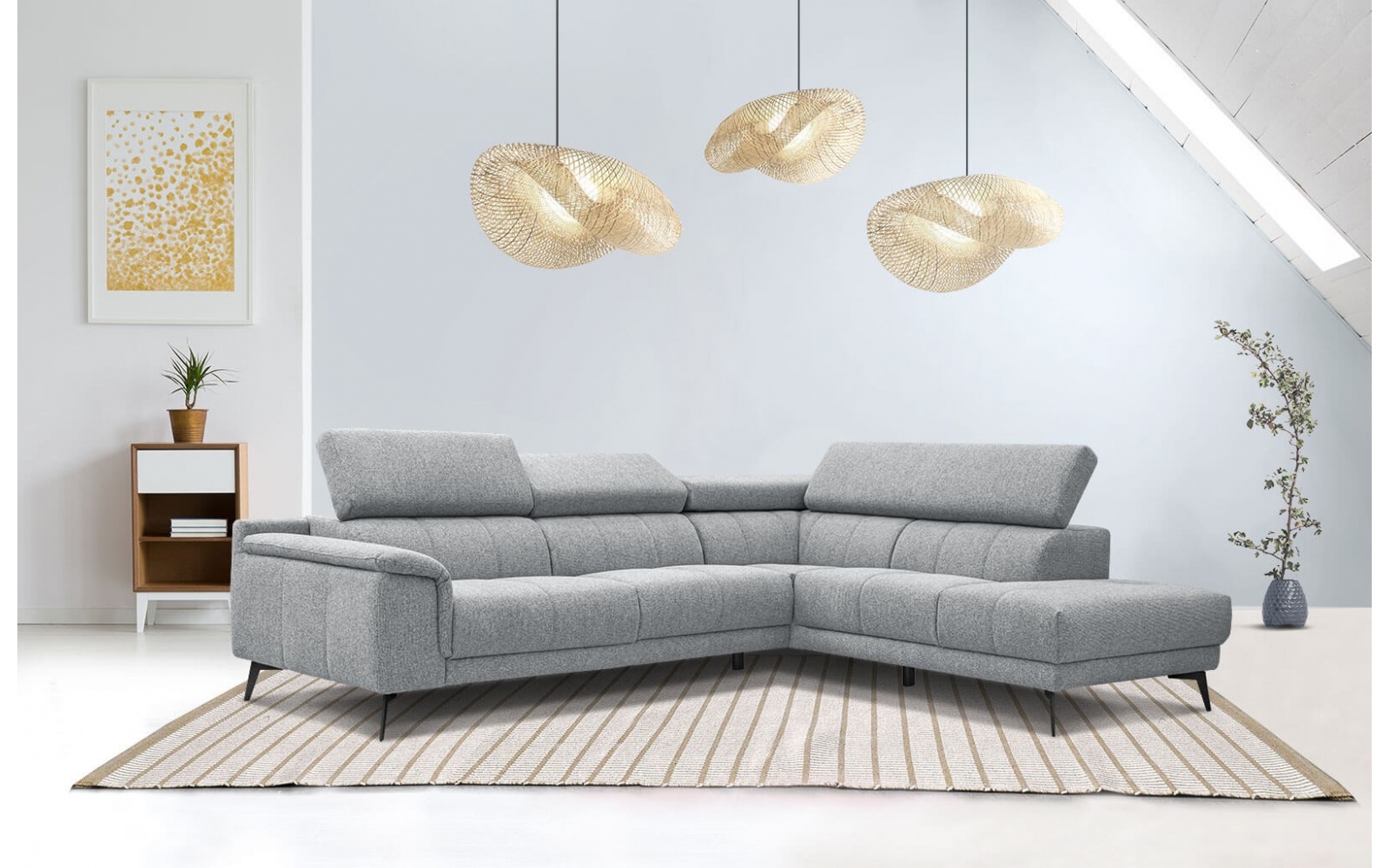 Canapé d'angle droit avec appuis-tête réglables 5 places FIERO