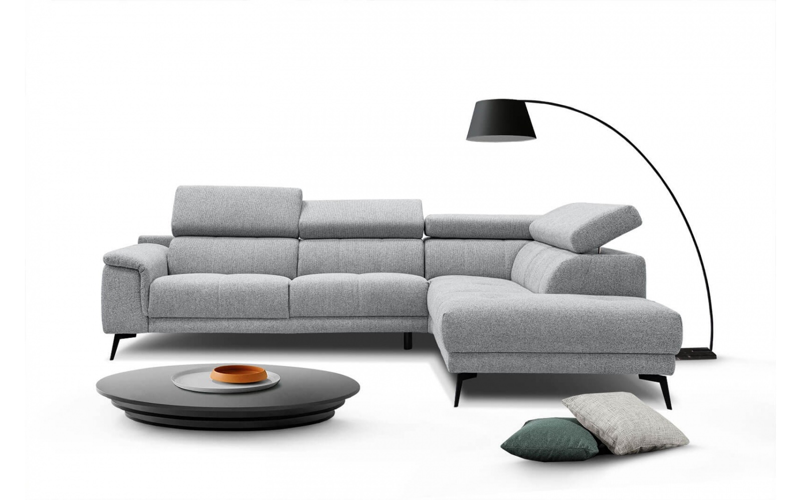 Canapé d'angle droit avec appuis-tête réglables 5 places FIERO