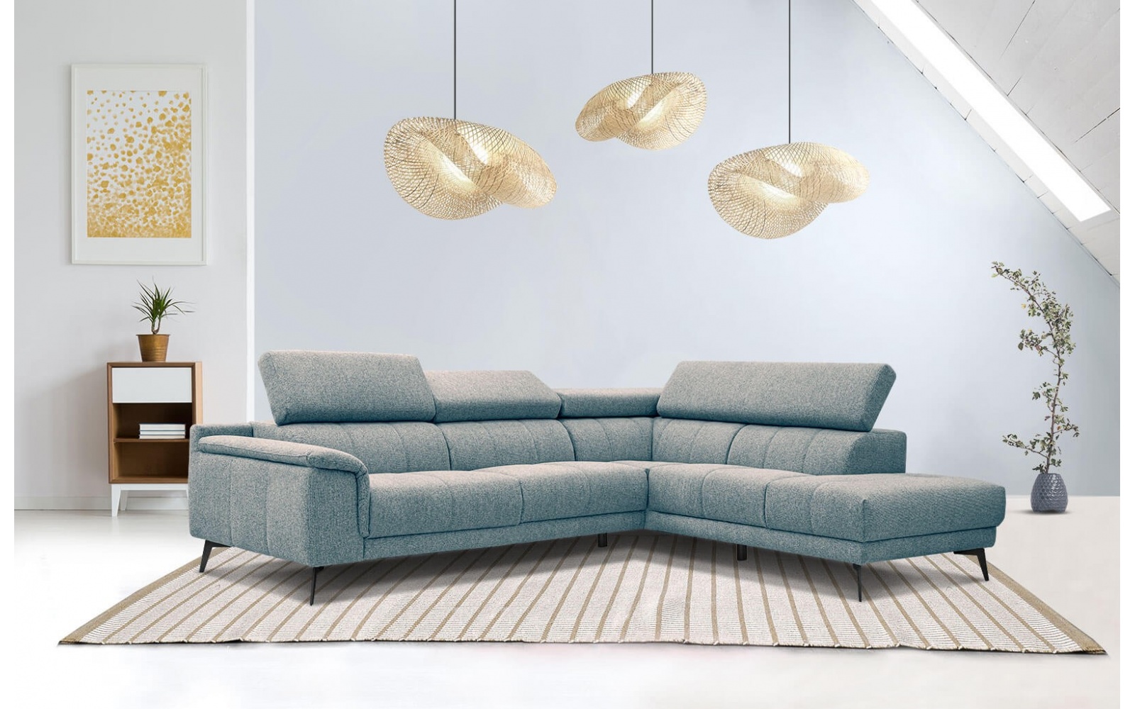 Canapé d'angle droit avec appuis-tête réglables 5 places FIERO