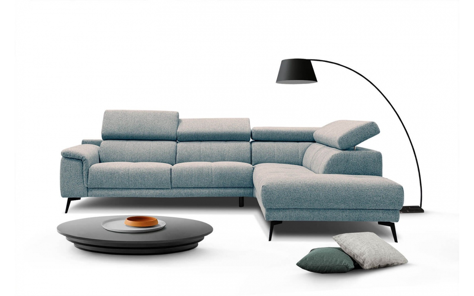 Canapé d'angle droit avec appuis-tête réglables 5 places FIERO