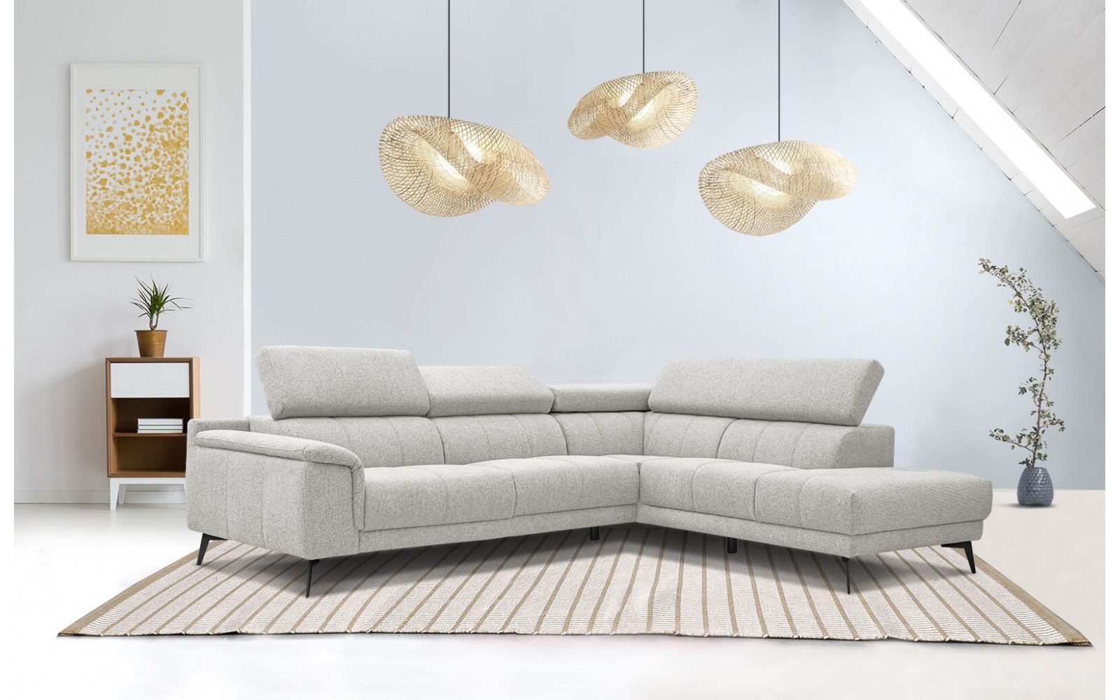 Canapé d'angle droit avec appuis-tête réglables 5 places FIERO