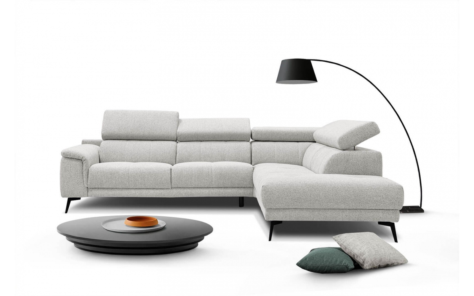 Canapé d'angle droit avec appuis-tête réglables 5 places FIERO